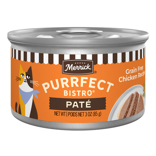 Merrick Purrfect Bistro Grain Free Chicken Pate Wet Cat Food can packaging