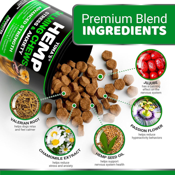 YUMA'S Hemp Calming Soft Chews for Dogs, Chicken Flavor, 2-Pack, 340 Count