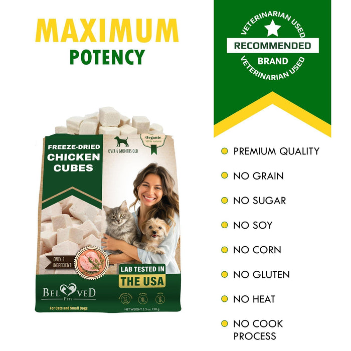Beloved Pets Freeze-Dried Chicken Cubes for Cats & Dogs, 5.3 oz