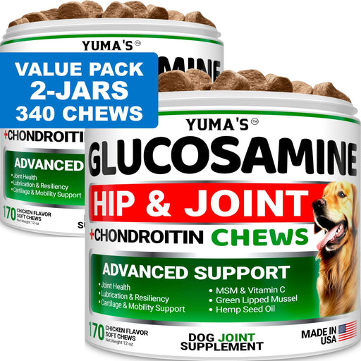 YUMA'S Glucosamine Hip & Joint Soft Chews for Dogs, Chicken Flavor, 2-Pack, 340 Count