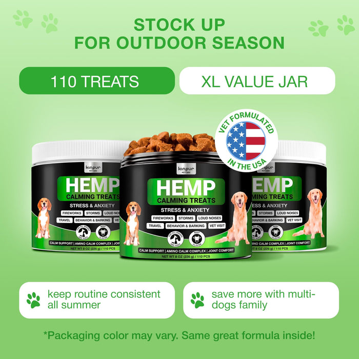 Kinpur Hemp Calming Soft Chews for Dogs, Beef, 110 Count