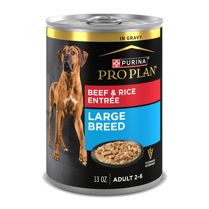 Purina Pro Plan Adult Large Breed Beef & Rice Entrée In Gravy Wet Dog Food — 13 oz — case of 12