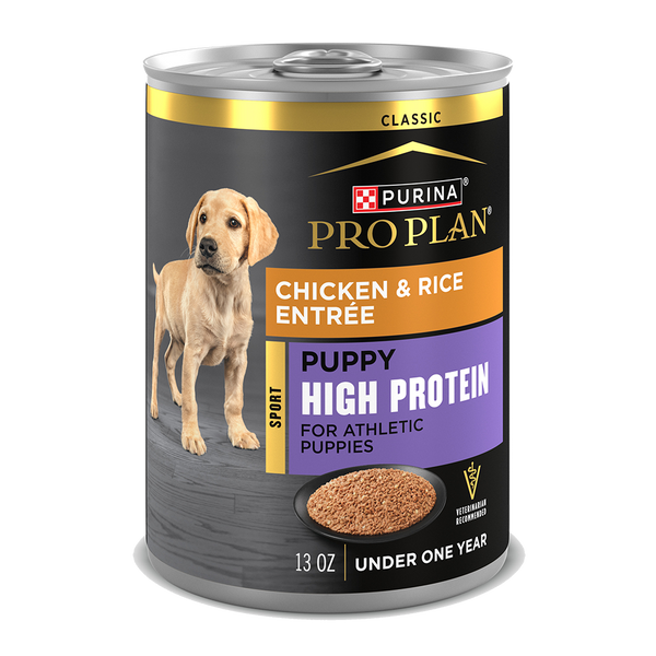 Purina Pro Plan Sport Puppy High Protein Chicken & Rice Entrée Classic Wet Dog Food — 13 oz — case of 12