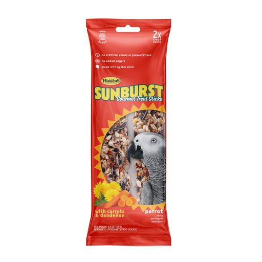 Higgins Sunburst Treat Sticks Carrot & Dandelion Parrot — 4.9 oz