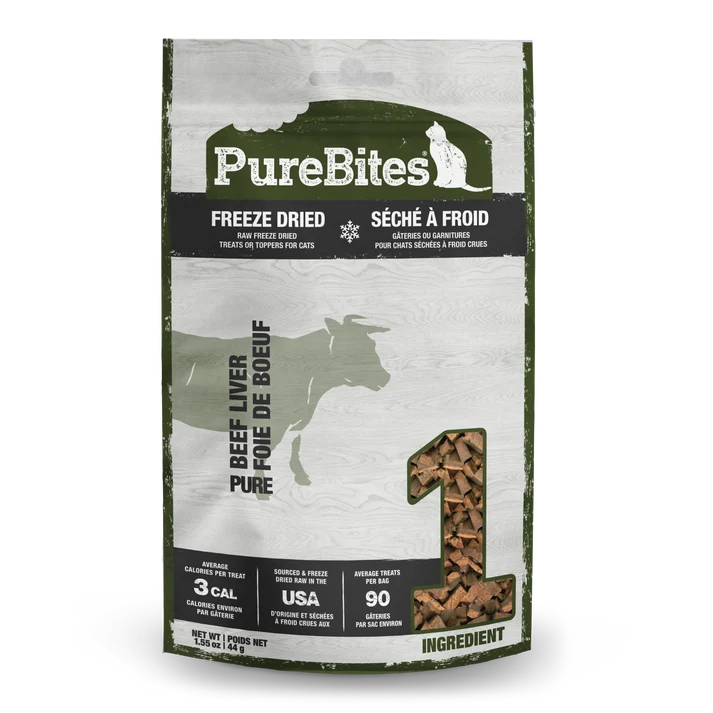 PureBites Beef Liver Freeze-Dried Raw Cat Treats, 1.55-oz bag