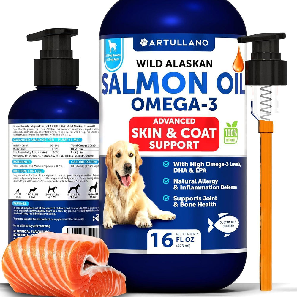 Artullano Wild Alaskan Salmon Oil for Dogs, 16 fl oz