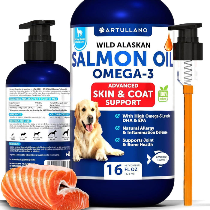 Artullano Wild Alaskan Salmon Oil for Dogs, 16 fl oz