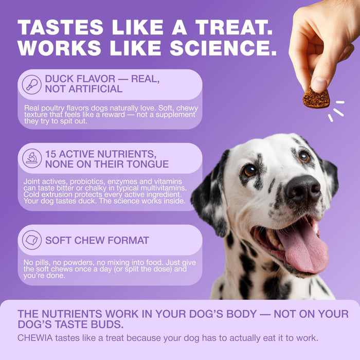 Chewia Multivitamin Soft Chews for Dogs, Duck Flavor, 180 Count