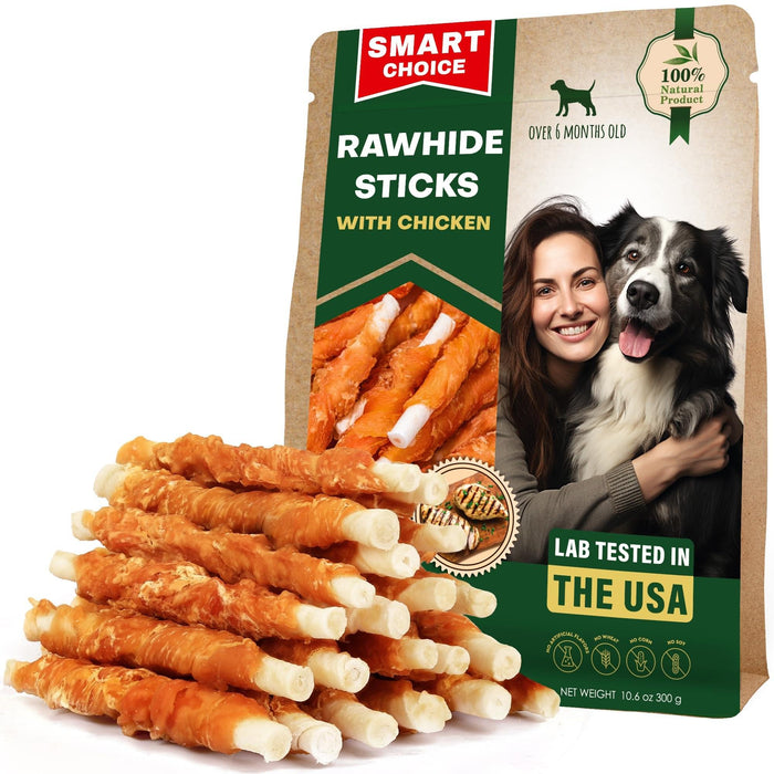 Beloved Pets Chicken-Wrapped Rawhide Dog Chew Sticks, 10.6 oz
