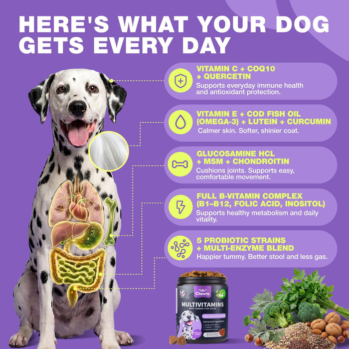 Chewia Multivitamin Soft Chews for Dogs, Duck Flavor, 180 Count