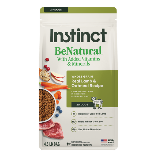 Instinct BeNatural Kibble Real Lamb & Oatmeal Recipe dog 4.5 lb. front package