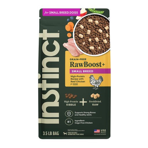 Instinct RawBoost+ Kibble for Small Breed Dogs Real Chicken Recipe dog 3.5 lb. front package
