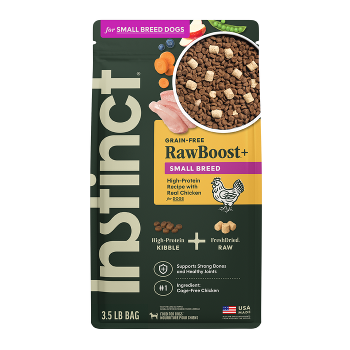Instinct RawBoost+ Kibble for Small Breed Dogs Real Chicken Recipe dog 3.5 lb. front package