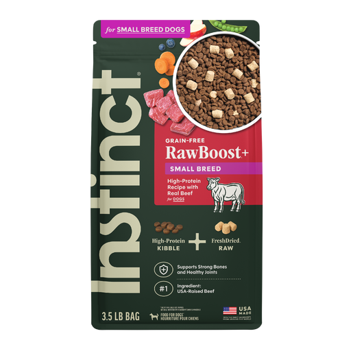 Instinct RawBoost+ Kibble for Small Breed Dogs Real Beef Recipe dog 3.5 lb. front package