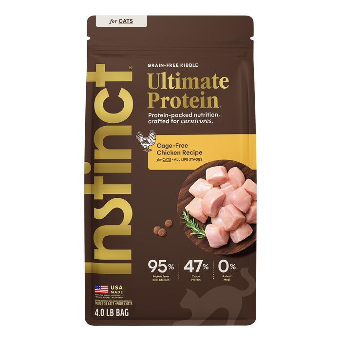 Instinct Ultimate Protein Kibble Cage-Free Chicken Recipe cat 4 lb. front package