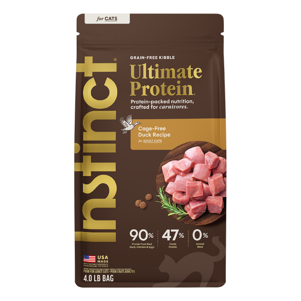 Instinct Ultimate Protein Kibble Cage-Free Duck Recipe cat 4 lb. front package