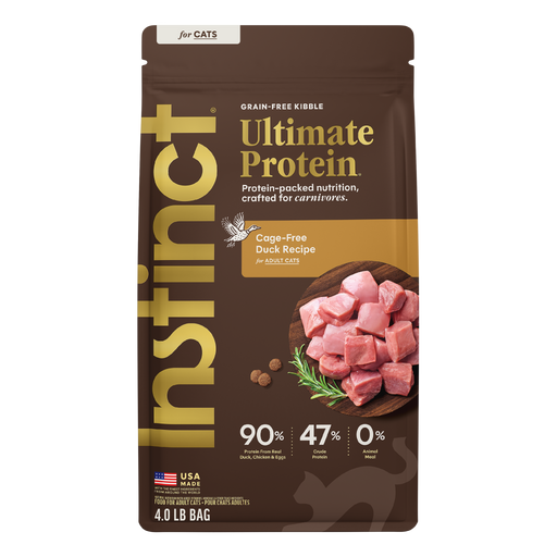 Instinct Ultimate Protein Kibble Cage-Free Duck Recipe cat 4 lb. front package