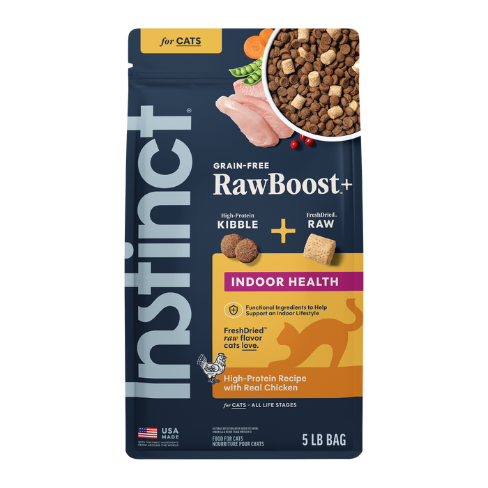Instinct Raw Boost Kibble Indoor Health Recipe with Real Chicken cat 5 lb. front package