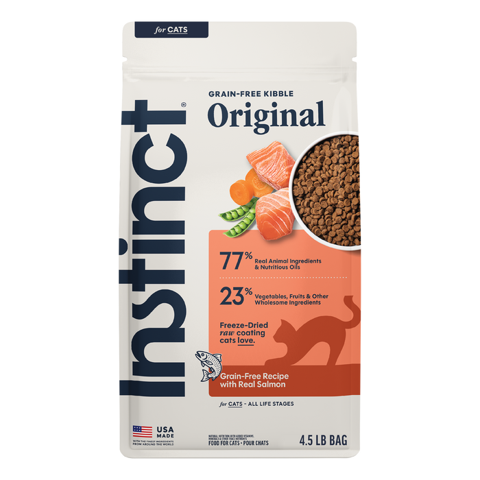 Instinct Original Kibble Real Salmon Recipe cat 4.5 lb. front package