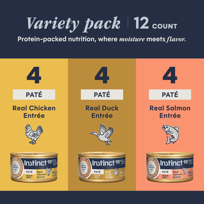 Instinct Original Patés Variety Pack cat 3 oz. (Pack of 12) product benefits and recipe information