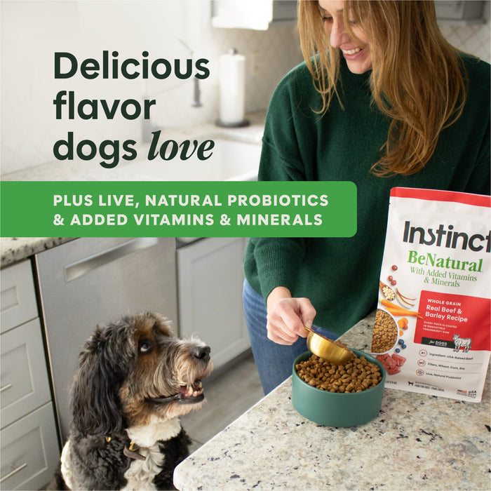 Instinct BeNatural Kibble Real Chicken & Brown Rice Recipe dog 25 lb. product benefits and recipe information
