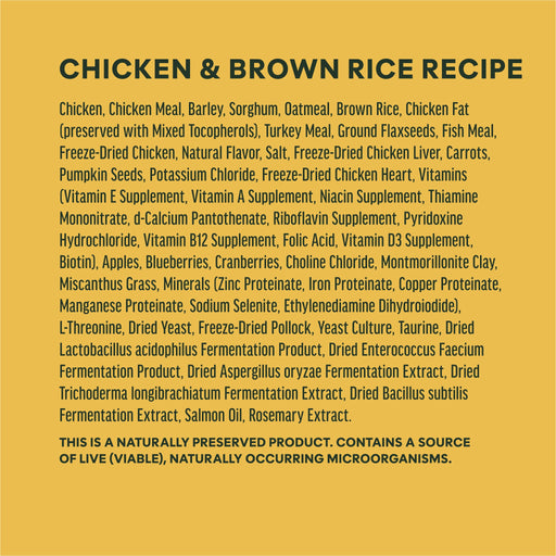 Instinct RawBoost+ Whole Grain Kibble Real Chicken & Brown Rice Recipe dog  ingredients, nutrition and feeding label