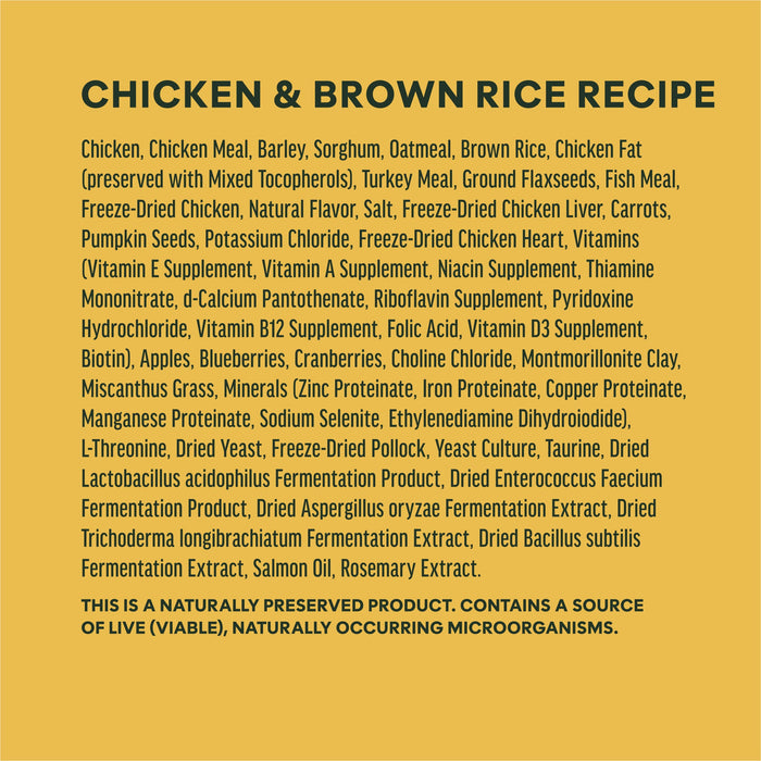 Instinct RawBoost+ Whole Grain Kibble Real Chicken & Brown Rice Recipe dog  ingredients, nutrition and feeding label