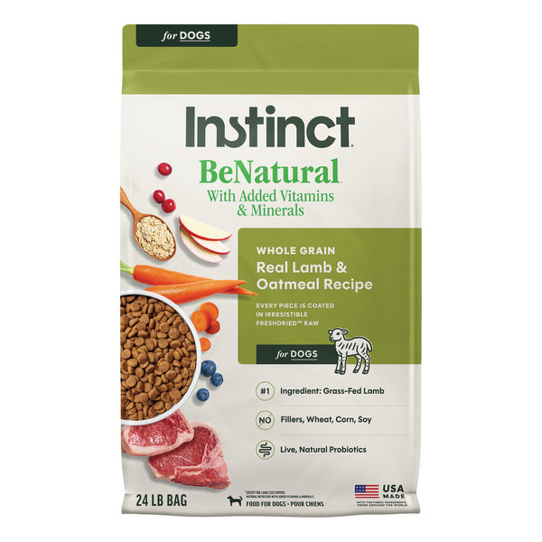 Instinct BeNatural Kibble Real Lamb & Oatmeal Recipe dog 24 lb. front package