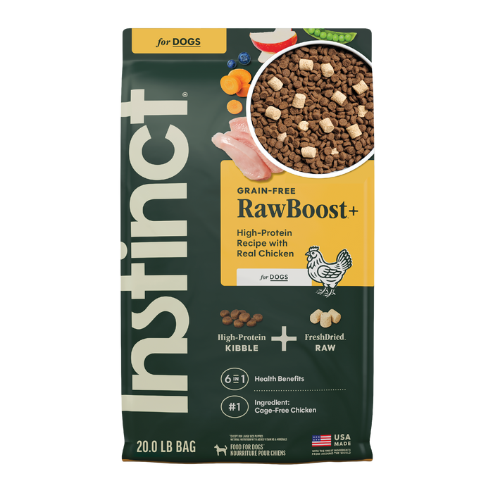 Instinct RawBoost+ Kibble Real Chicken Recipe dog 20 lb. front package