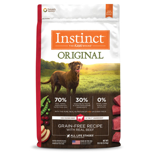 Instinct Original Kibble Real Beef Recipe dog 20 lb. front package