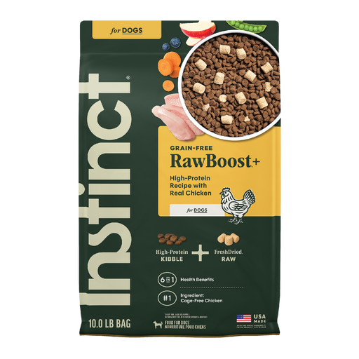 Instinct RawBoost+ Kibble Real Chicken Recipe dog 10 lb. front package