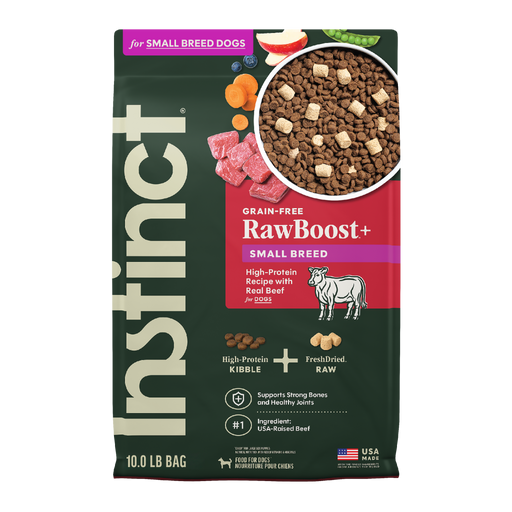 Instinct RawBoost+ Kibble for Small Breed Dogs Real Beef Recipe dog 10 lb. front package