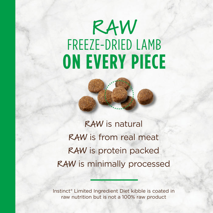 Instinct Limited Ingredient Diet Kibble Real Lamb Recipe dog 20 lb. product benefits and recipe information
