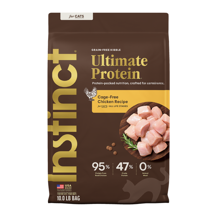 Instinct Ultimate Protein Kibble Cage-Free Chicken Recipe cat 10 lb. front package