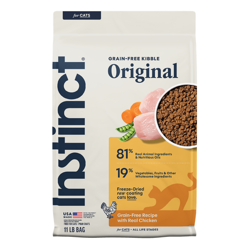 Instinct Original Kibble Real Chicken Recipe cat 11 lb. front package