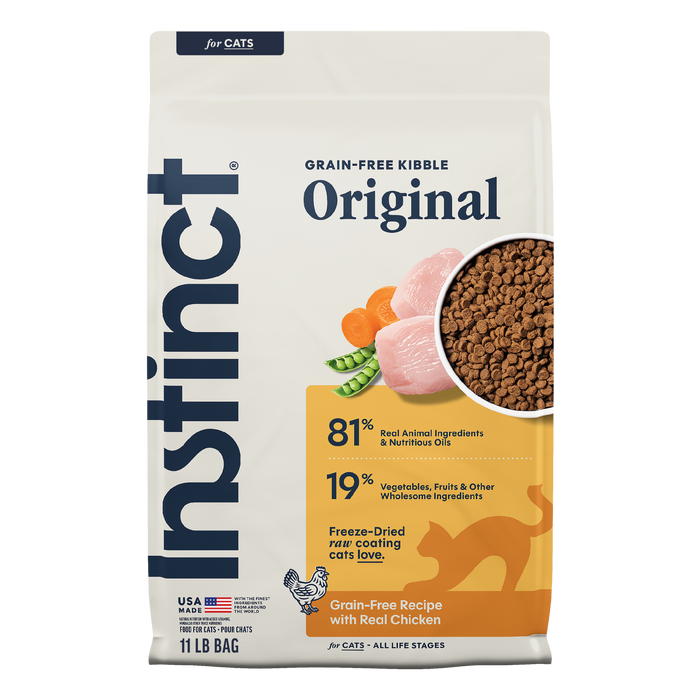 Instinct Original Kibble Real Chicken Recipe cat 11 lb. front package