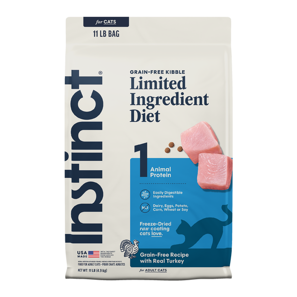 Instinct Limited Ingredient Diet Kibble Real Turkey Recipe cat 11 lb. front package