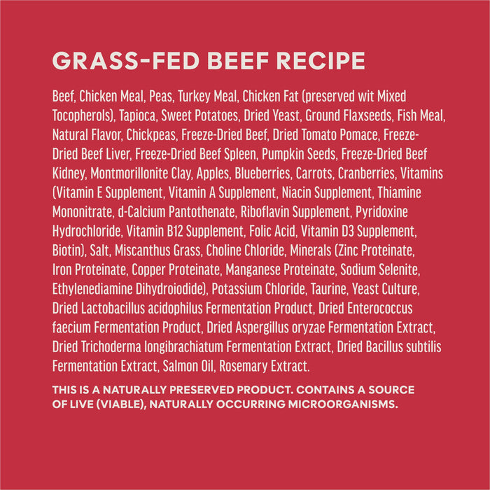 Instinct RawBoost+ Kibble Real Beef Recipe dog 10 lb. ingredients, nutrition and feeding label