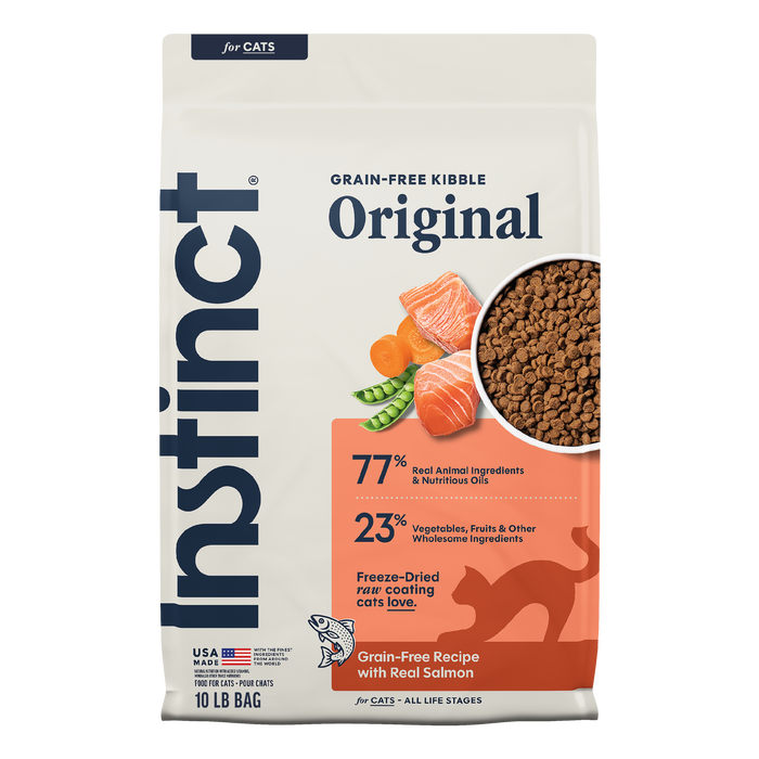 Instinct Original Kibble Real Salmon Recipe cat 10 lb. front package