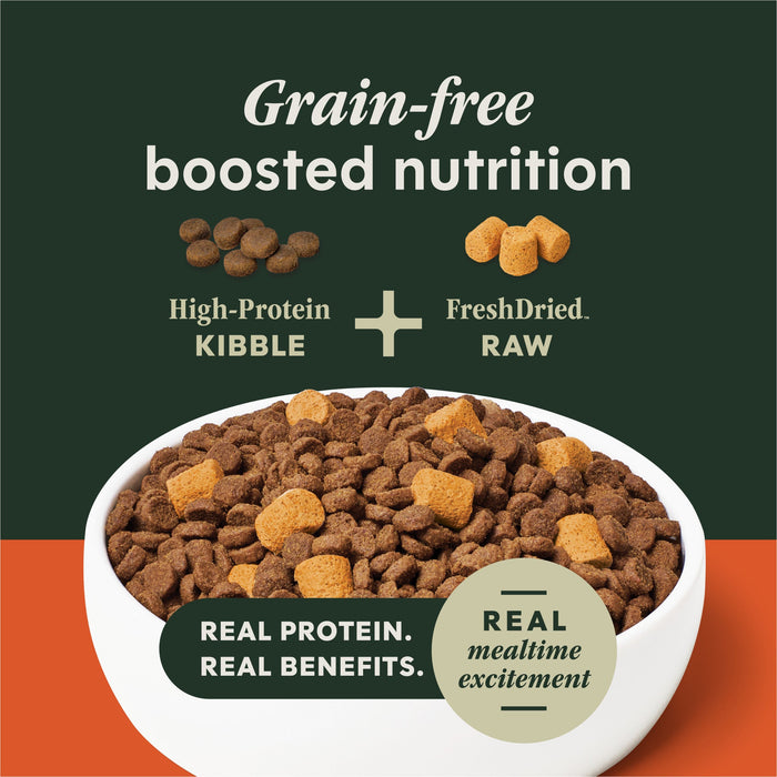 Instinct RawBoost+ Kibble Gut Health Recipe dog 18 lb. product benefits and recipe information