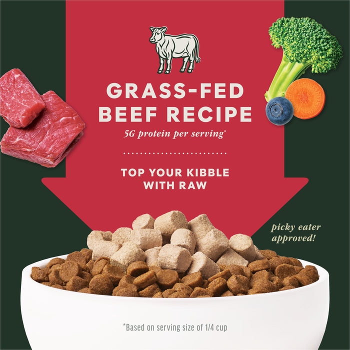 Instinct RawBoost+ Mixers Grass-Fed Beef Recipe dog  product benefits and recipe information