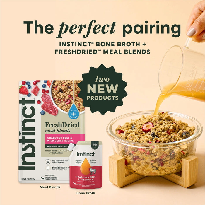 Instinct Grass-Fed Beef Bone Broth dog 16 oz. product benefits and recipe information