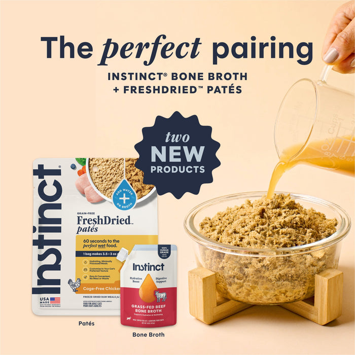 Instinct Grass-Fed Beef Bone Broth cat 16 oz. product benefits and recipe information
