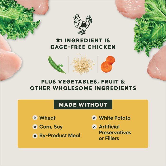 Instinct Freshly Crafted Meals Cage-Free Chicken Recipe dog 11 oz. product benefits and recipe information