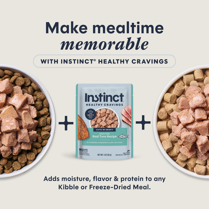 Instinct Healthy Cravings Toppers Real Tuna Recipe cat 3 oz. product benefits and recipe information