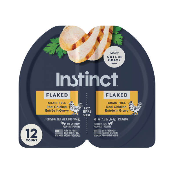 Instinct Split Cups Flaked Chicken Entrée cat 2.64 oz. front package