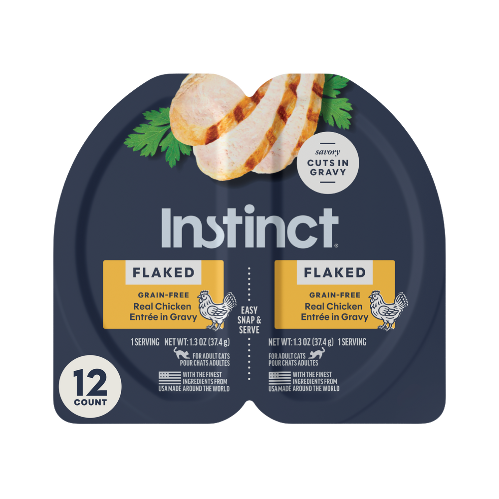 Instinct Split Cups Flaked Chicken Entrée cat 2.64 oz. front package