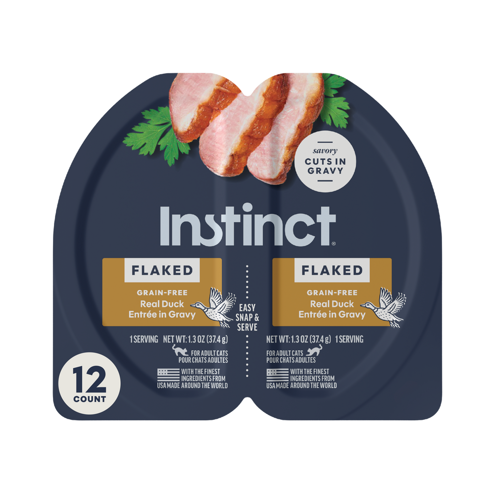 Instinct Split Cups Flaked Duck Entrée cat 2.64 oz. front package