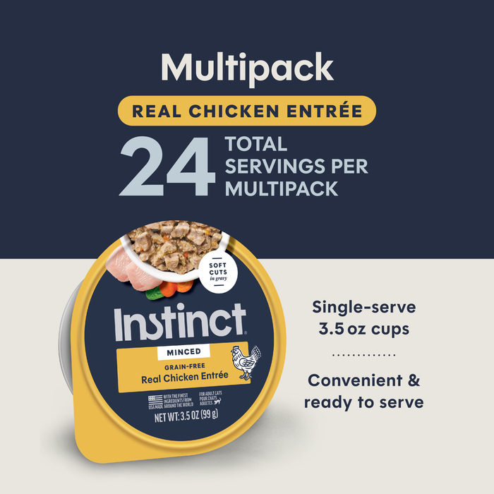 Instinct Minced Cups Chicken Recipe cat 3.5 oz. product benefits and recipe information