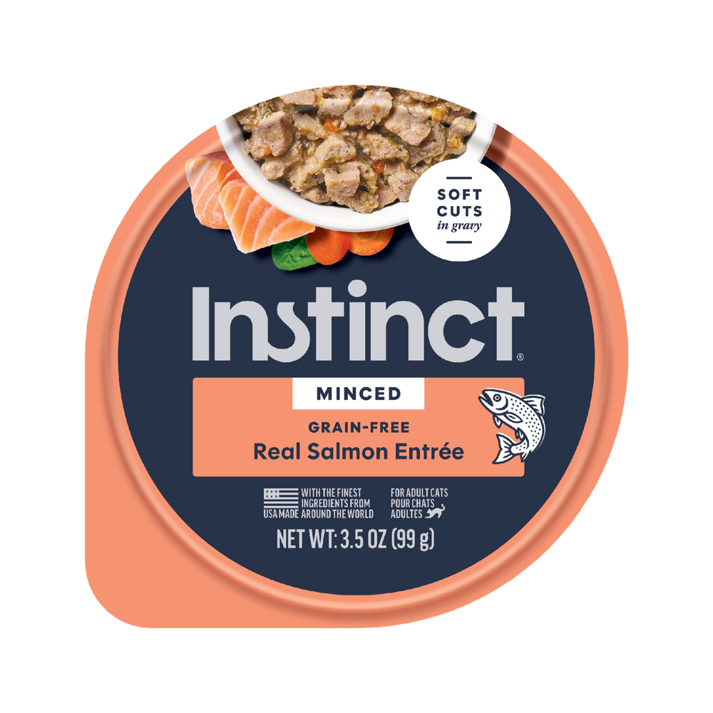 Instinct Minced Cups Salmon Recipe cat 3.5 oz. front package